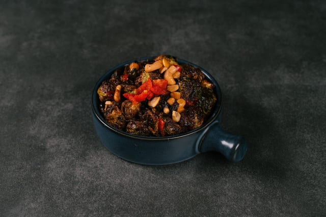 Sweet & Spicy Kung Pao Brussels Sprouts.